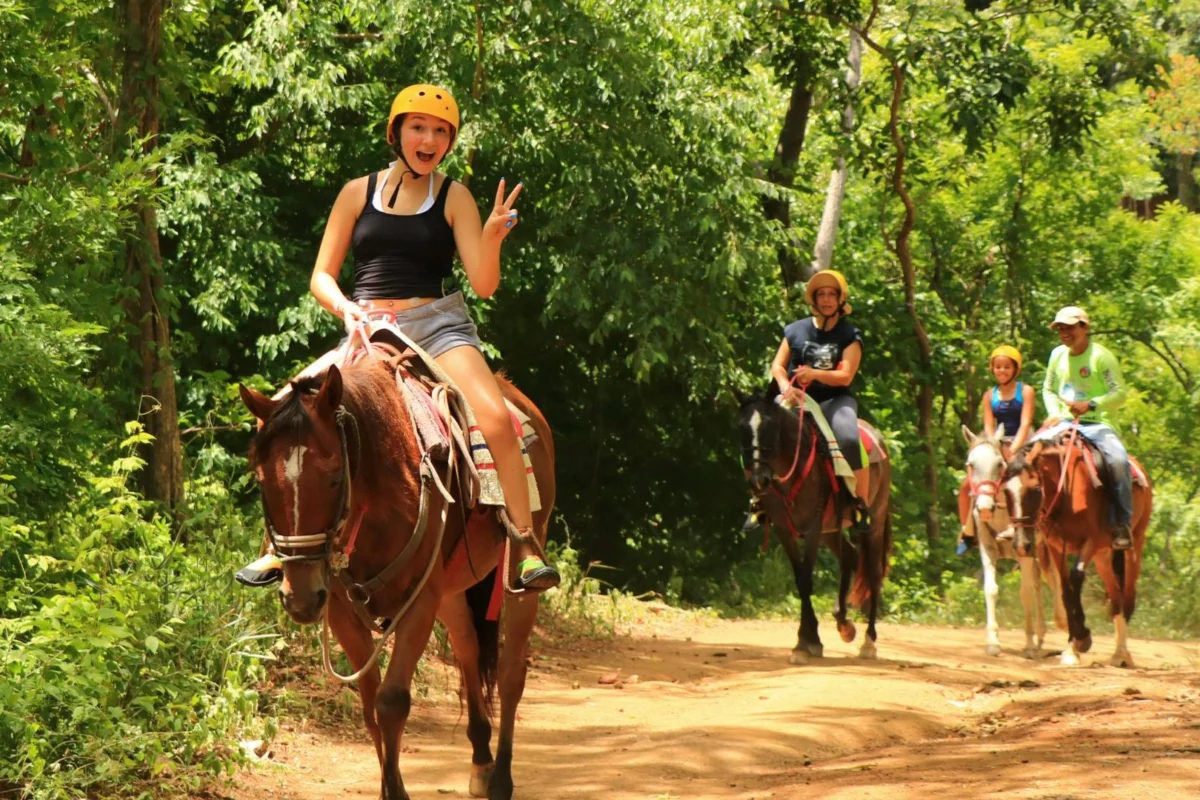Horseback riding tour in La Fortuna Costa Rica near Arenal Volcano with rainforest trails and hot springs