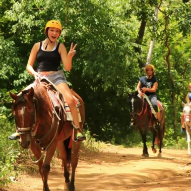 Horseback riding tour in La Fortuna Costa Rica near Arenal Volcano with rainforest trails and hot springs